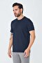 Navy Blue Micro Patterned Men's Basic T-Shirt - 2