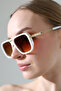 Women's White Frame Gradient Glass Sunglasses - 8
