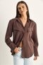 Women's Bitter Brown Padded Cross-Cover Detailed Asymmetrical Wide Cuff Modal Shirt 4206 60286105 - 5