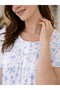 Women's Printed Nightie with Gathered Neckline - 4