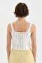 Women's Embroidered Fabric Detailed Underwire Design Blouse Corset - 3