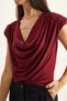 Women's Burgundy Padded Collar Viscose Blouse 28008 60286179 - 5