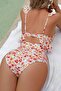 Floral Patterned Low-Cut Swimsuit with Flounce Ruffle Detail - 2