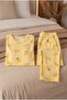 Women's Short Sleeve Pajama Set Yellow Lemon Patterned Single Jersey Summer Cheerful Home Wear Set - 3