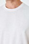White Micro Patterned Men's Basic T-Shirt - 4