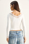 Women's White V-Neck Lace Detailed Long Sleeve Combed Cotton Blouse 0428 60286180 - 7