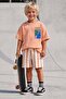 Boys' Cotton Crew Neck Printed T-Shirt and Striped Shorts Set - 2