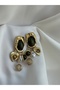 Embossed Khaki Green Charm Dangle Earrings