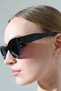 Women's Black Cat Eye Black Glass Sunglasses - 8