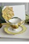 Porcelain Turkish Coffee Cup Set for 2 People 4 Pieces Botanica Yellow - 5
