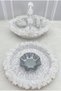 White Bridal Henna Night Tray and Basket, Sparkling Sequin Velvet and Three-Dimensional Laser Flowers, Wedding Marriage Promise Engagement Circumcision - 3