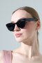 Women's Black Cat Eye Black Glass Sunglasses - 3