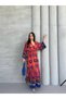 Women's Patterned Kimono Sleeve Maxi Dress - Bohemian Summer Chic Dress - 4