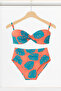 Women's Leaf Padded Strapless High Waist Bikini Set