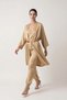 Amber Satin Comfortable Cut Kimono with Waist Belt Detail - 3