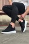 Zrj018 Men's Casual Lace-Up Denim Fabric Sports Sneaker - Black and White - 3