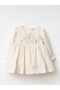 Linen Textured Baby Dress with Button Detail - 2