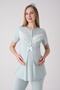 Maternity Pajama Dressing Gown Set Lace Ruffled Buttoned Breastfeeding Cotton 3-Piece Maternity Set - 3