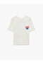 Comfortable Fit Short Sleeve Crew Neck Cotton T-Shirt with Crab Print on the Back - 6