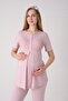Maternity Pajama Dressing Gown Set Jacquard Cardigan Lace Embroidered Buttoned Breastfeeding Cotton 3-Piece Set - 4