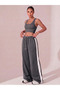 2-Piece Women's Baggy Relaxed Fit White Striped Loose Sweatpants - 2