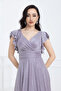 Long Evening Dress with Glittering Flywheel Detail - Li̇la - 4
