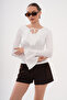 Sandy Blouse with Flounces on the Collar and Sleeves - 2