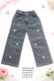 Girl's Jean Trousers with Elastic Waist at the Back and Heart Embroidery