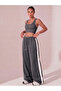3-Piece Women's Baggy Comfortable Cut White Striped Loose Sweatpants - 2