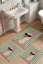 Quack Green 3-Piece Bath Mat, Non-Slip Base, Washable 60X100 50X60 50X60 cm