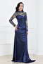 Lace Detailed Satin Evening Dress - Dark Blue - 6