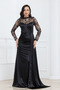 Lace Detailed Satin Evening Dress - Black