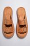 Women's Thick Sole Double Strap Buckle Slippers with Gold Detail Comfortable Daily Platform Summer Stylish Slippers - 7