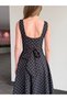 Black Polka Dot Queen Dress with Bow at the Waist - 5107 - 6
