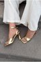 Velniel Gold Shiny Leather Women's Heeled Sandals - 3