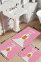 What the Duck Pink 3-Piece Bath Mat, Non-Slip Base, Washable 60X100 50X60 50X60 cm - 2