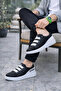 Zrj029 laceless 3-striped elastic legend men's daily sneaker - black/white - 2