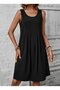 Women's Strappy Round Neck Front Pleated Short Aerobin Dress - 4