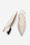 Women's Pointed Toe Open Back Strap Gold Painted Heel Ballerinas Segos Ecru - 8