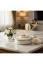 Luxe White & Gold Ceramic Candy Box with Lid Decorative Storage Container - 2