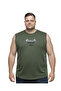 Men's Large Size Khaki Zero Sleeve Fresh T-Shirt 3Xl-4Xl-5Xl-6Xl