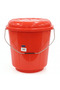 Plastic Bucket with Lid – 22 L – Red – High Capacity Plastic Bucket for Home, Bathroom