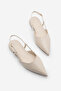 Women's Pointed Toe Open Back Strap Gold Painted Heel Ballerinas Segos Ecru