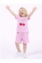 Girls' New Season Cherry Stone Print Pink Color T-Shirt Shorts Set - 4