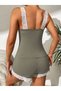 The Most Stylish Version of Comfort - Women's Strap V-Neck Lace Detailed Viscose Blouse and Shorts Nightgown Set - 3