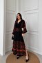 Tile Patterned Long Sleeve Dress with Slit Detail - 5