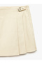 Cotton Pleated Skirt with Metal Buckle Detail - 5