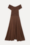 Women's Brown Boat Neck Flared Midi Dress - 2