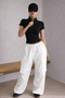Women Blouse Zipper Stand Collar Short Sleeve Stretchy Fabric Stylish Sport Top - 3