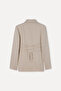 Women's Beige Fitted Jacket with Tie Detail - 7